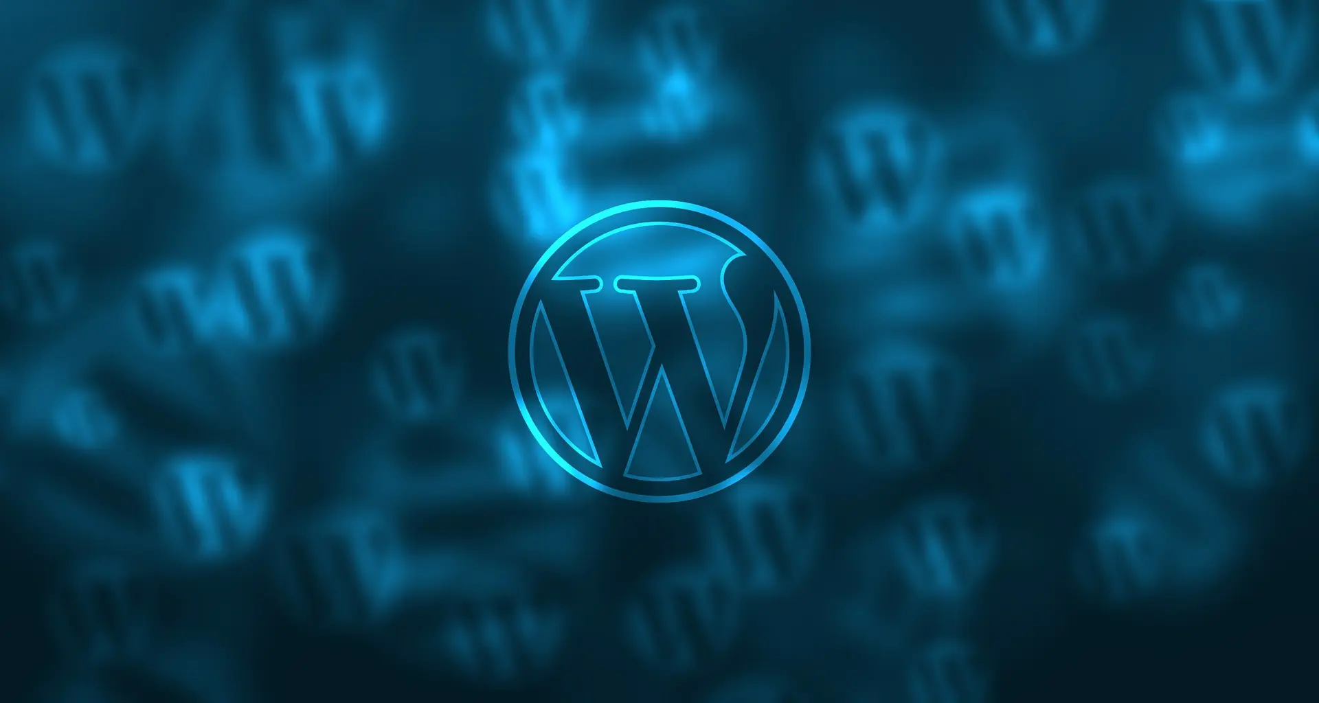 WordPress logo on blue abstract background