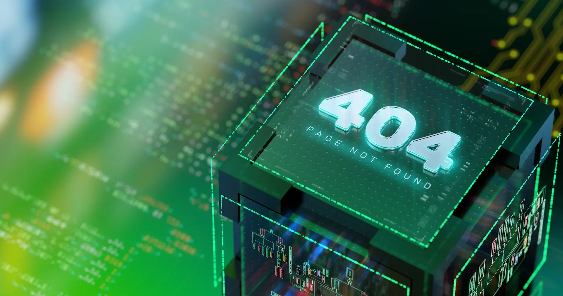 Digital 404 page not found error screen