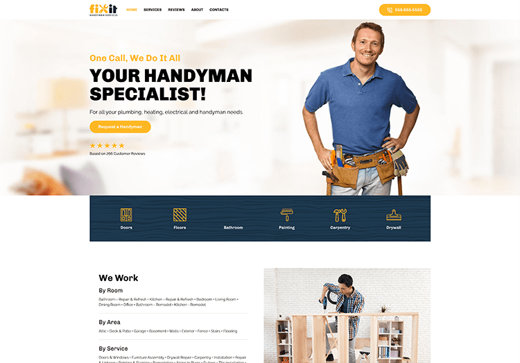 Professional handyman service website homepage design