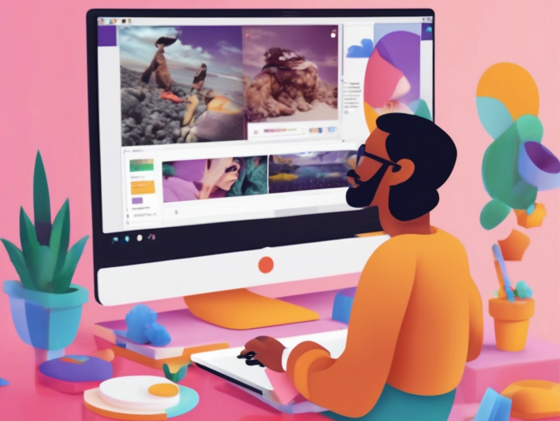 Designer editing photos on computer at desk