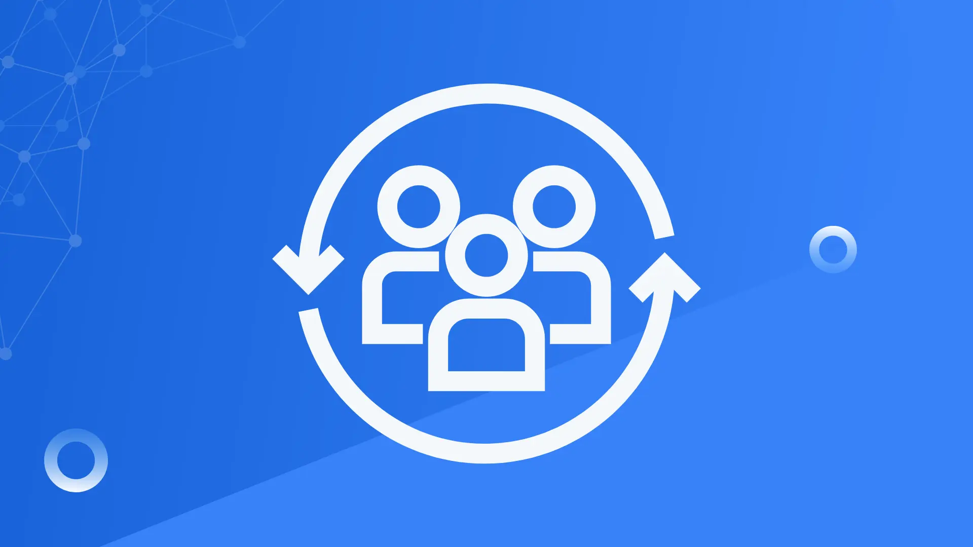 Team collaboration icon on blue background