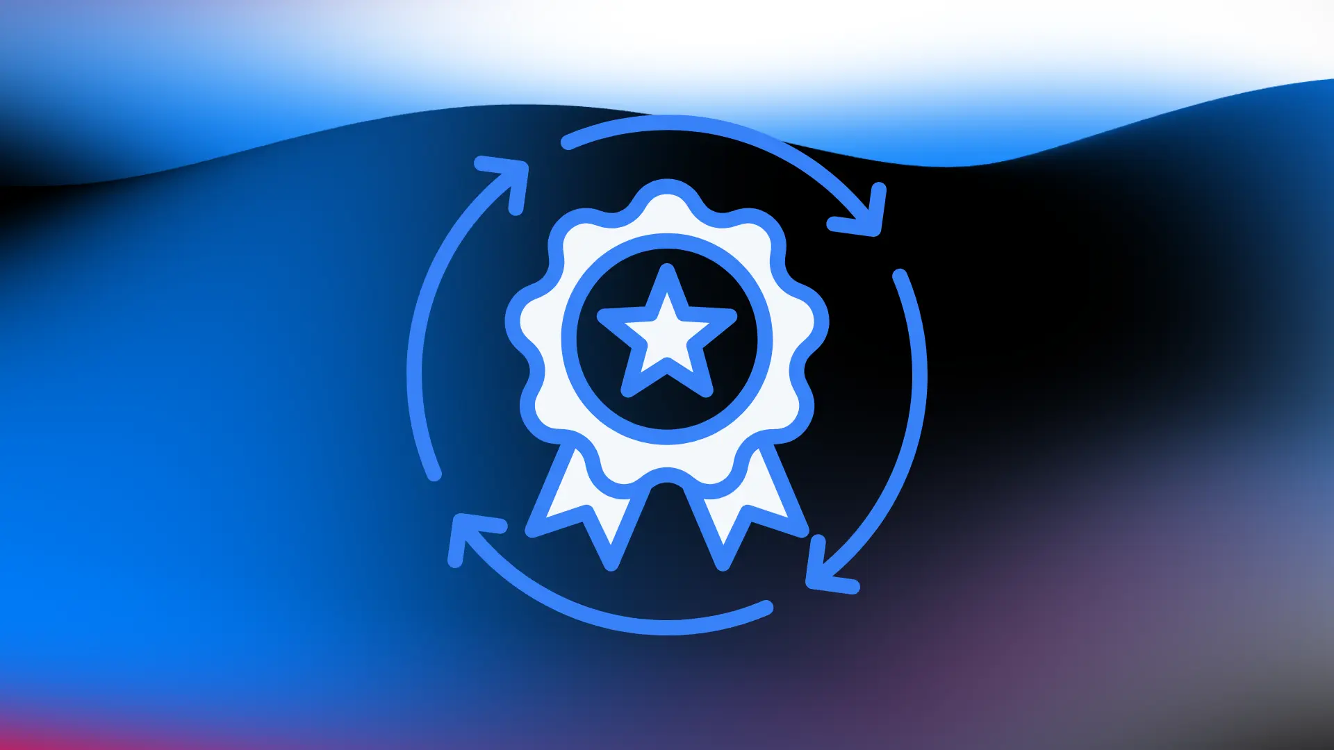Quality assurance badge with circular arrows