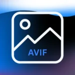 AVIF image format icon on gradient background