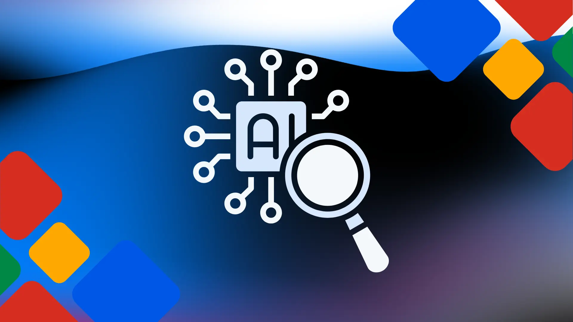 AI search concept with magnifying glass