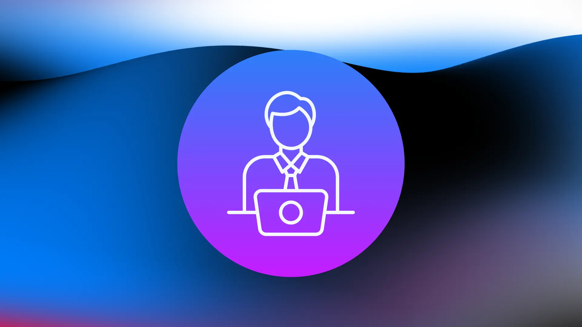 Businessperson icon with laptop on gradient background