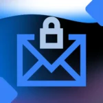 Padlocked envelope icon on blue gradient background