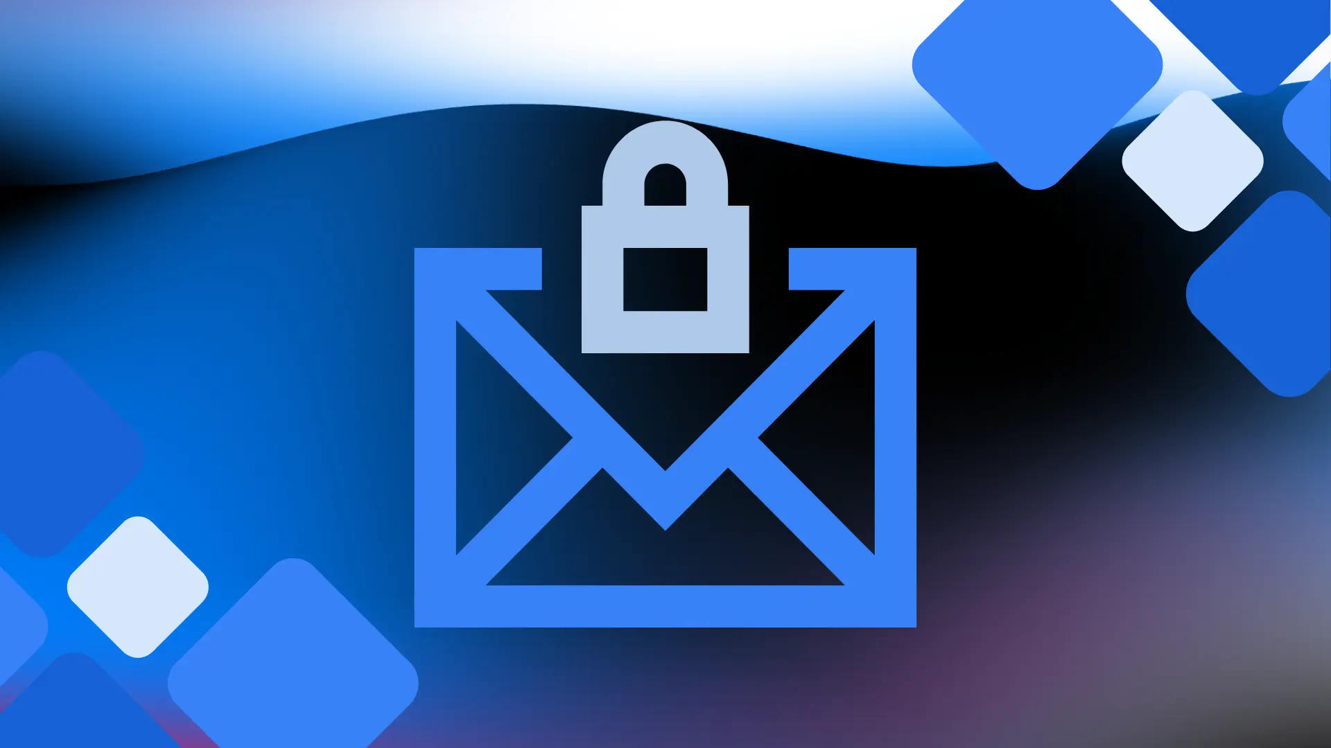 Padlocked envelope icon on blue gradient background